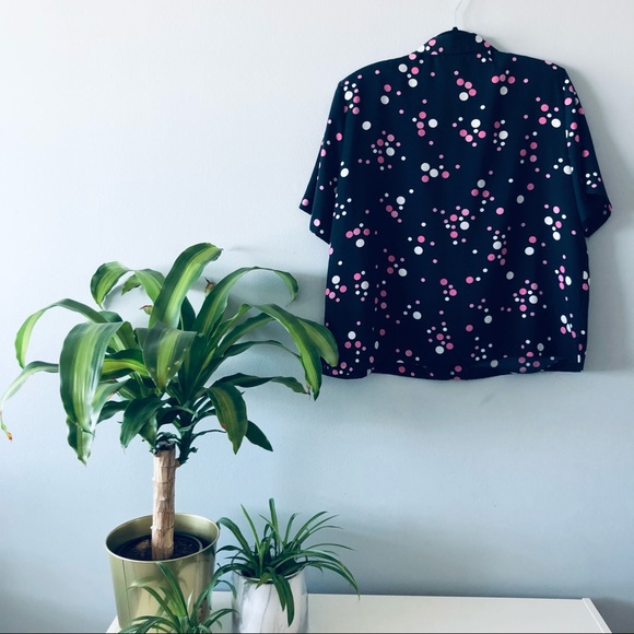 Vintage Polka Dot Button Down with Shoulder Pads - Picture 2 of 3